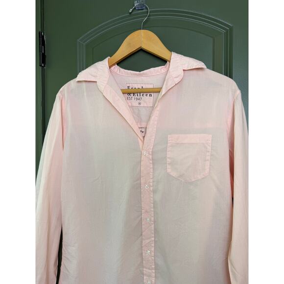 NWOT Frank & EILEEN MARY Lightweight Cotton Semi Sheer Button Up Dress Pink XS - Picture 3 of 10